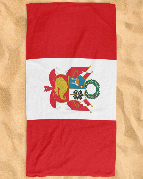 Peru Flag Microfiber & Cotton Beach Towel