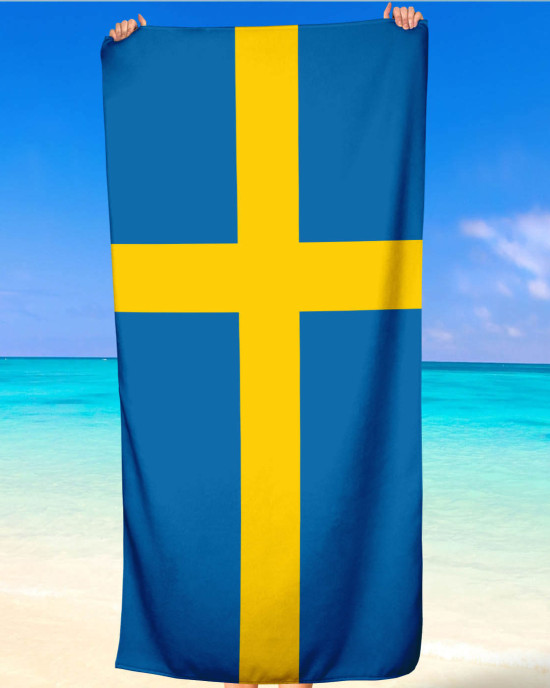 Sweden Flag  Beach Towel Microfiber & Cotton 
