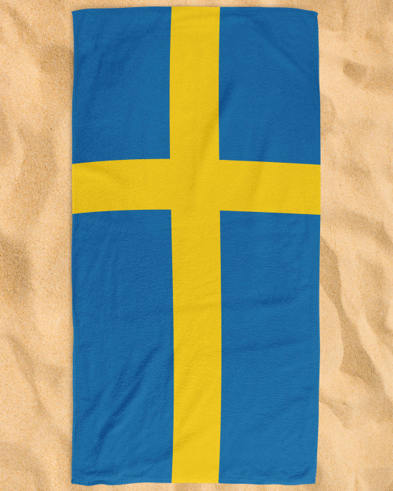 Sweden Flag  Beach Towel Microfiber & Cotton 