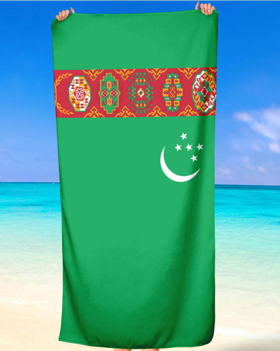 Turkmenistan Flag  Beach Towel Microfiber & Cotton 