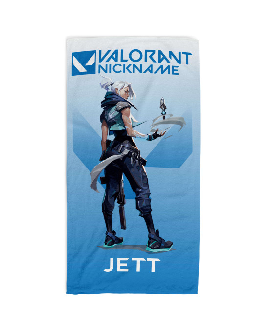 Valorant Jett Beach Towel – Custom Name