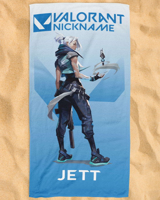 Valorant Jett Beach Towel – Custom Name