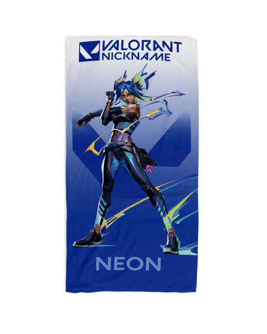 Valorant Neon Personalised Beach Towel – Custom Name