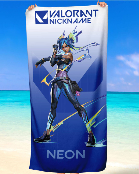Valorant Neon Personalised Beach Towel – Custom Name