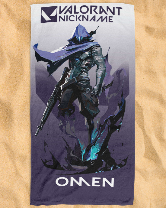 Valorant Omen Personalised Beach Towel – Custom Name