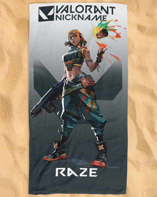 Valorant Raze Personalised Beach Towel – Custom Name