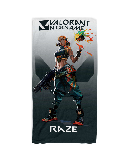 Valorant Raze Personalised Beach Towel – Custom Name