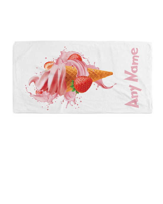 Kids Strawberry Beach Towel Personalised Design with Custom Name