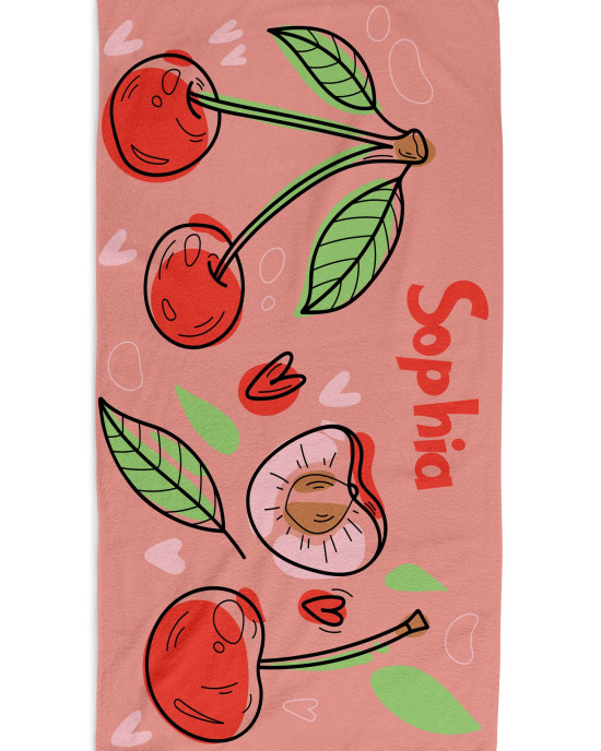 Personalized Baby Custom Name Beach Towel - Sweet Cherry Edition Microfiber & Cotton