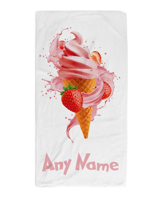 Kids Strawberry Beach Towel Personalised Design with Custom Name