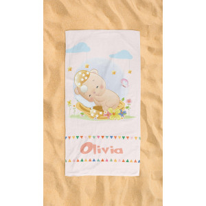 Personalized Baby Custom Name Beach Towel - Bear Edition Microfiber and Cotton
