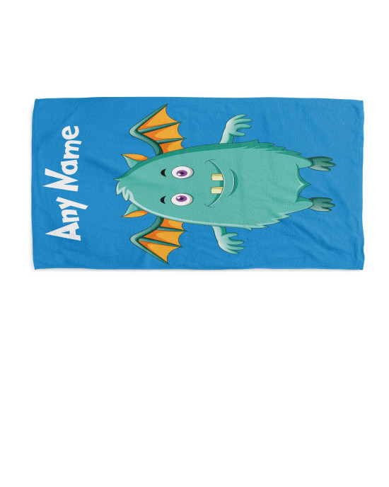 Funny Monster Kids Beach Towel – Custom Name Personalised Design