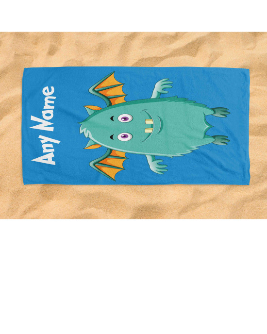 Funny Monster Kids Beach Towel – Custom Name Personalised Design