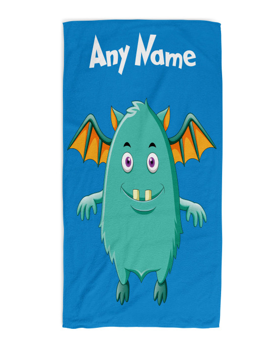 Funny Monster Kids Beach Towel – Custom Name Personalised Design