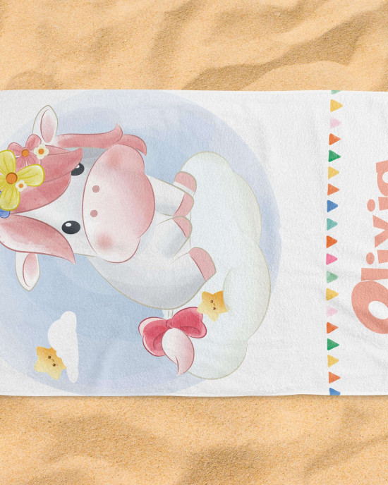 Personalized Baby Beach Towel Custom Name Microfiber & Cotton