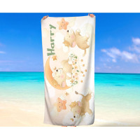 Personalized Baby Beach Towel - Custom Name Kids Lion