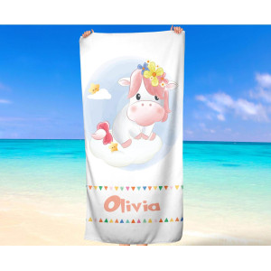 Personalized Baby Beach Towel Custom Name Microfiber & Cotton