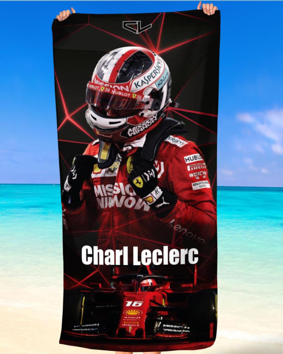 Charl Leclerc F1 Ferrari Beach Towel Gift