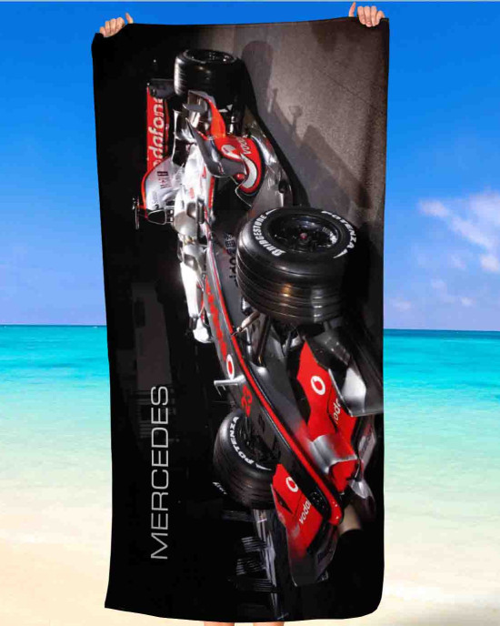 Mercedes Vodafone F1 Car Beach Towel – Classic Formula 1 Racing Design 