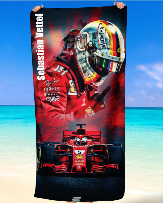 Sebastian Vettel Scuderia Ferrari F1 Quick Dry Beach Towel